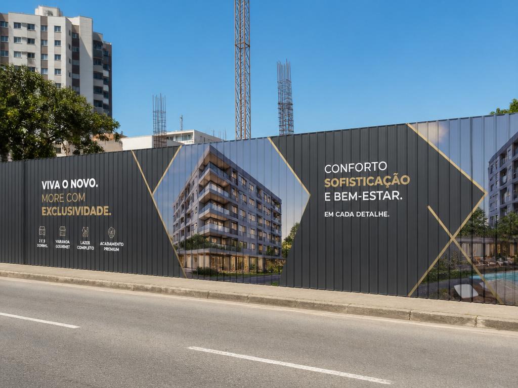 Tapumes de obras executada pela Pissk Soluções Visuais